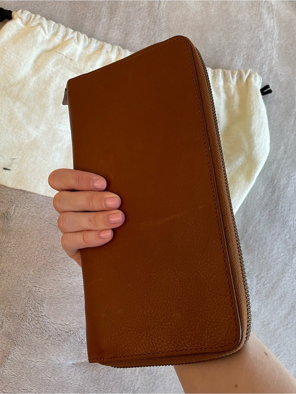 Cole Haan Brown Leather Zip Wallet Passport Holder - Picture 8 of 10